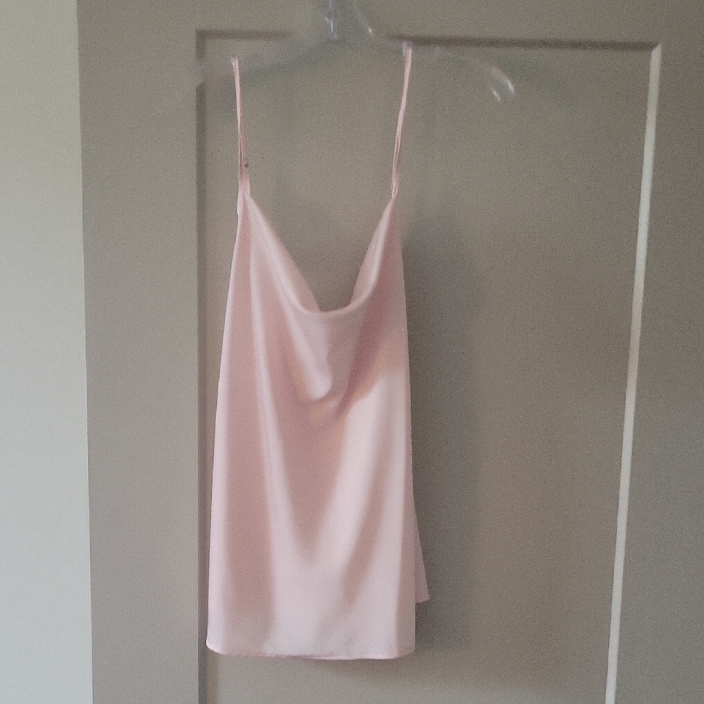 Pink Satin Cowl Neck Camisole